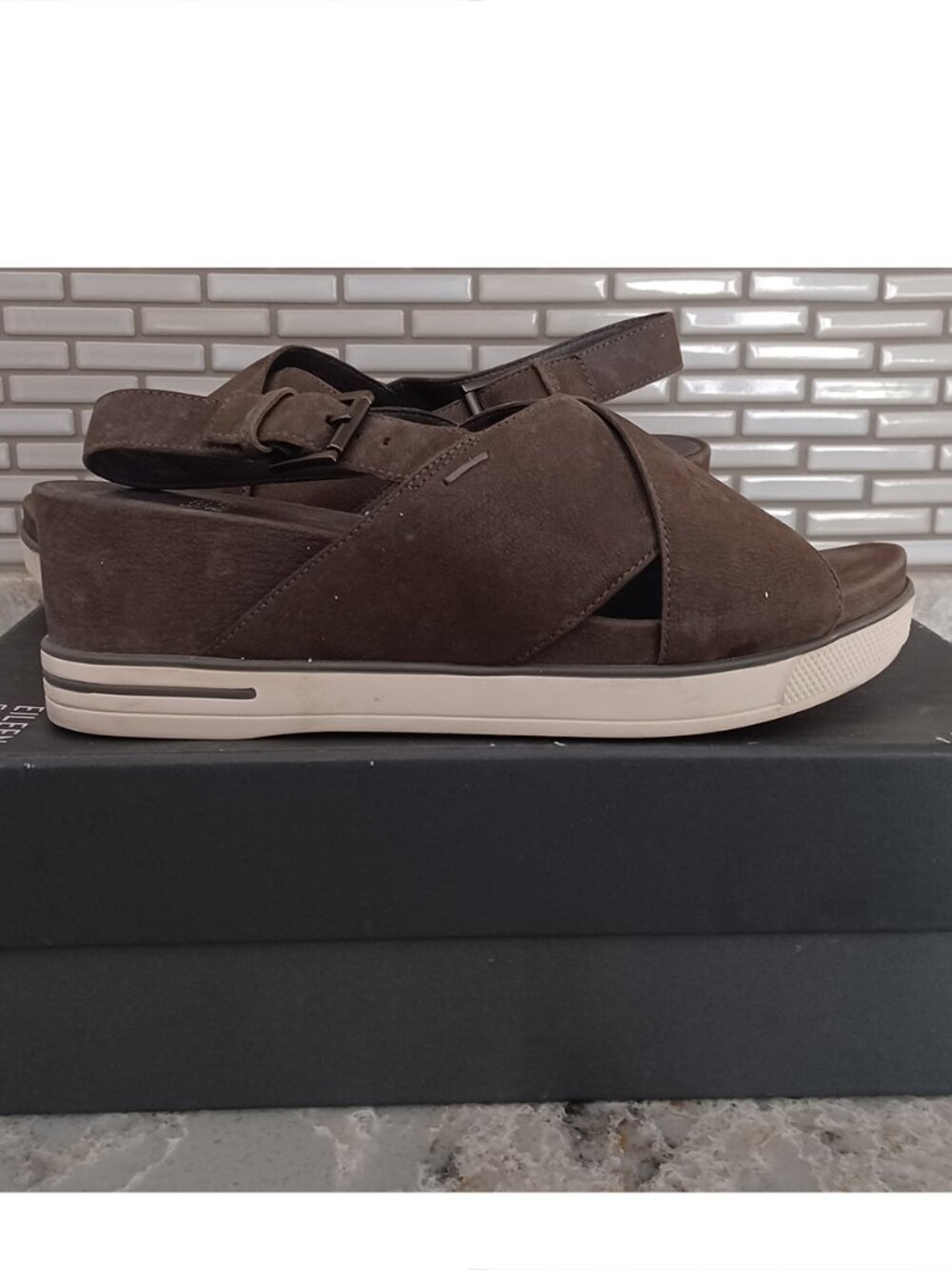 EILEEN FISHER olive nubuck sandals SIZE 8
